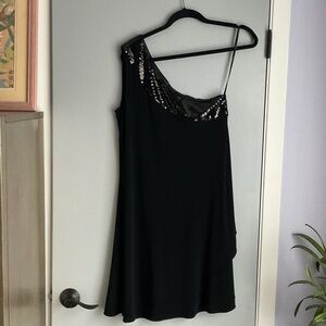 Calvin Klein Black One Shoulder Dress with Sequin Detail